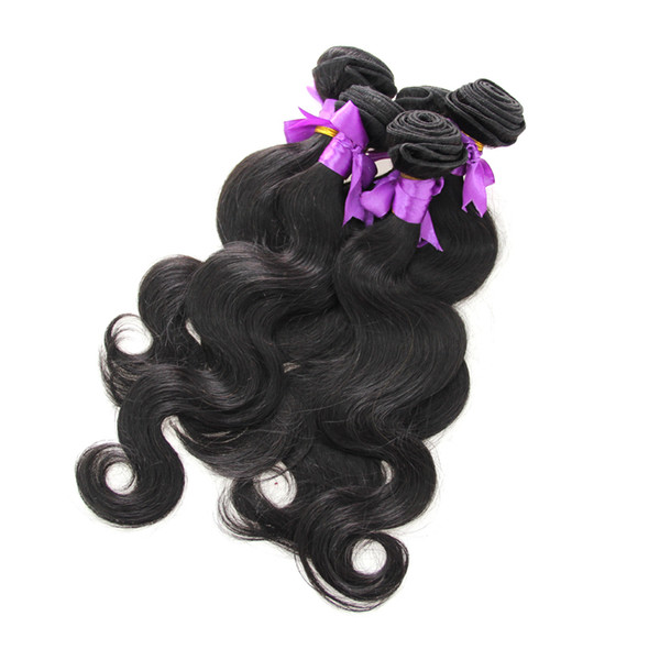 100% human hair weaving Body Wave weave Natural Black 5pcs brazilian virgin hair bundles double drawn,No shedding,tangle free