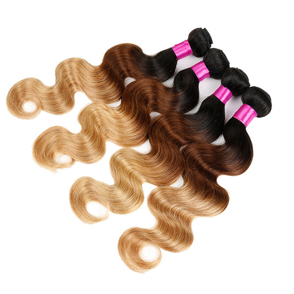 Top Quality Peruvian Virgin Hair Bundles Body Wave Human Hair Weaves 1B/30 1B/27 1B/4/27 1B/99J Ombre Hair Extensions