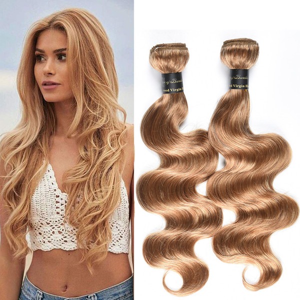 100% Unprocessed Human Hair 3 pcs lot 9A Brazilian Body Wave Hair Weave Bundles 27# Color Blonde Ombre Hair Extension