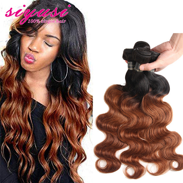 T1B/30 Ombre Malaysian Hair Weave Bundles Body Wave TwoTone Black Blonde Peruvian Human Hair Bundles Brazilian Virgin Hair 1B/99j