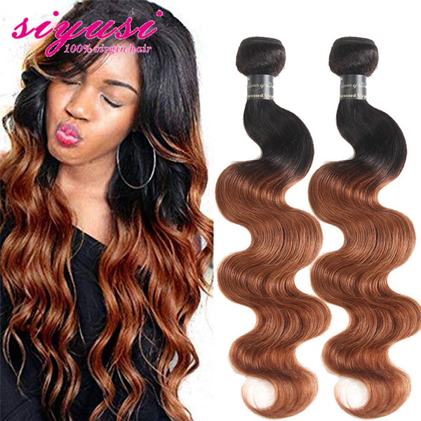 Ombre Two Tone 1B/30 Body Wave Human Hair 4 Bundles Brazilian Hair Body Wave Ombre Brazilian Virgin Human Hair Weave