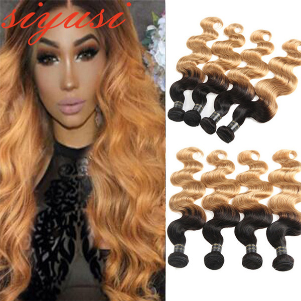 Pre-colored Malaysian Body Wave Honey Blonde T1B/27 Ombre Human Hair Weave 3 Bundles Deals 1b 99j Bundles Burgundy Ombre Hair Extension