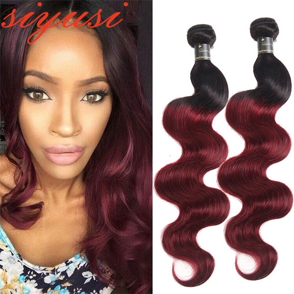 Ombre Brazilian Hair Body Wave 1B/99J Human Hair Weave Bundles Deal 1B/27 Two Tone Brazilian Remy Virgin Hair Weft Extensions