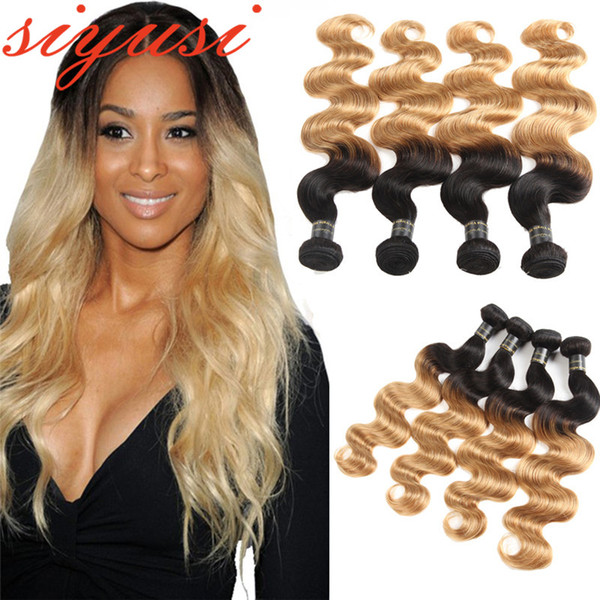 Brazilian Real human Hair body wave 3 Bundles 1B/27 Blonde Ombre Brazilian Hair Weave Bundles Brazilian Virgin Hair Weave