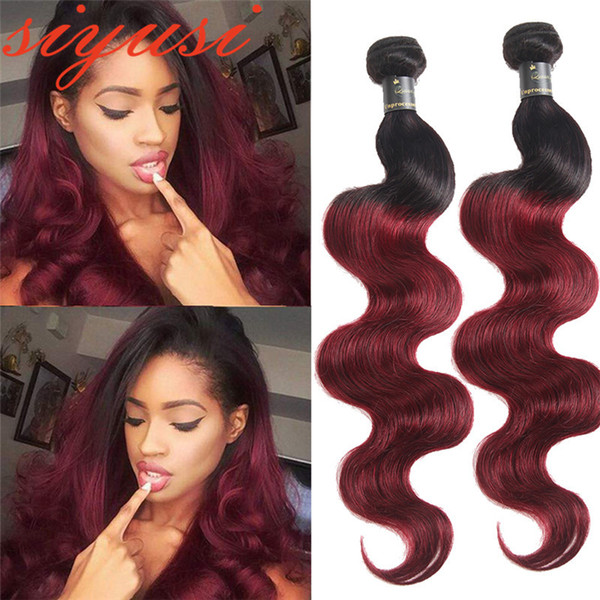 Ombre Human Hair Weave Bundle Two Tone Color 1B 99J Burgundy Wine Red Unprocessed Body Wave 1B/27 Brazilian Ombre Virgin Hair