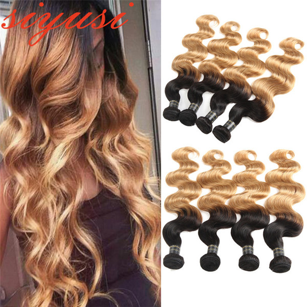 Ombre Human Hair Bundles Body Wave Brazilian Hair Weave Bundles 3/4 bundles Deal 10-24 inch Remy Human Hair Weave