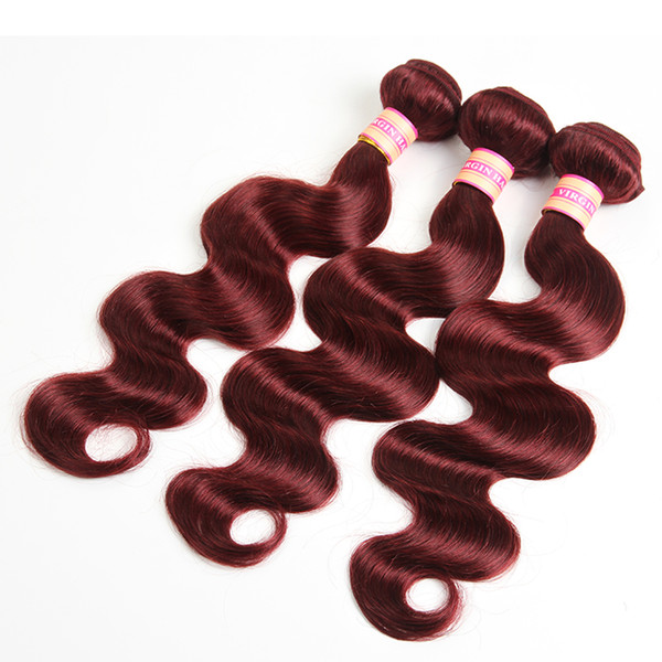 Burgundy Color Peruvian Malaysian Indian Brazilian Virgin Hair Bundles Straight/Body Wave Hair Weaves 99j Human Hair Extensions