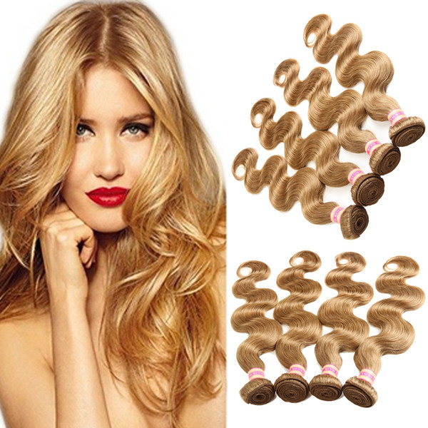 Malaysian Indian Peruvian Virgin Human Hair Bundles Brazilian Body Wave Hair Weaves Color #27 Blonde Hair Extensions