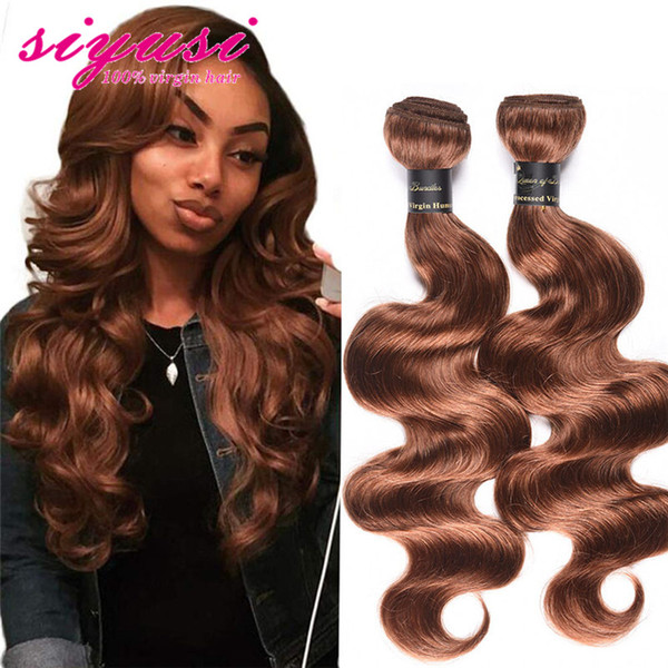 Siyusi Hair 9A Brazilian Virgin Hair Body Wave 3/4 Bundles 100% Unprocessed Remy Human Hair Weave Extensions #30 Light Brown Full Head