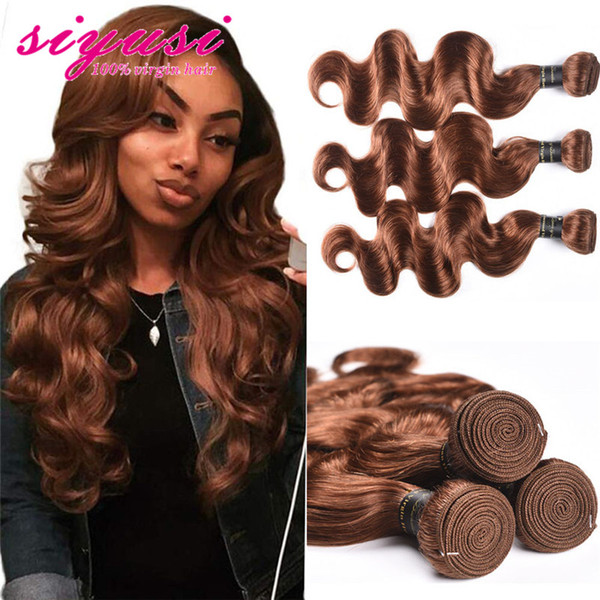 30# Light Brown Brazilian Body Wave 3 Bundles Hair Weave Human Hair Bundles Dark Brown Color #2 Unprocessed Virgin Brazilian Hair Bundles