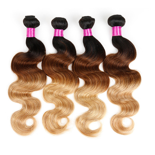 Blonde Brazilian Virgin Hair 4 Bundles Ombre Wet And Wavy Body Wave Hair Weaves Ombre 1B/4/27 1B/30 Human Hair Extensions