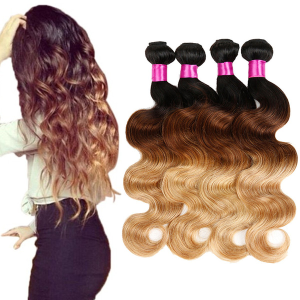 Ombre Brazilian Hair Bundles Three/Two Tone 1B/4/27 1B/99j 1B/30 Brazilian Virgin Hair Body Wave Ombre Human Hair