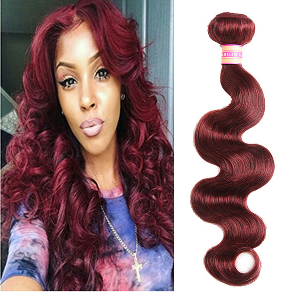 Pure Color #2 #4 #27 #30 #99J Brazilian Virgin Hair Bundles Burgundy Body Wave Hair Weaves Red Human Hair Weave