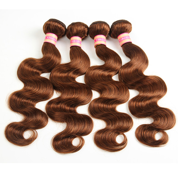 Pure Color #2 #4 #27 #30 #99J Malaysian Virgin Hair Bundles Peruvian Brazilian Indian Human Body Wave Hair Weaves Human Hair Weave