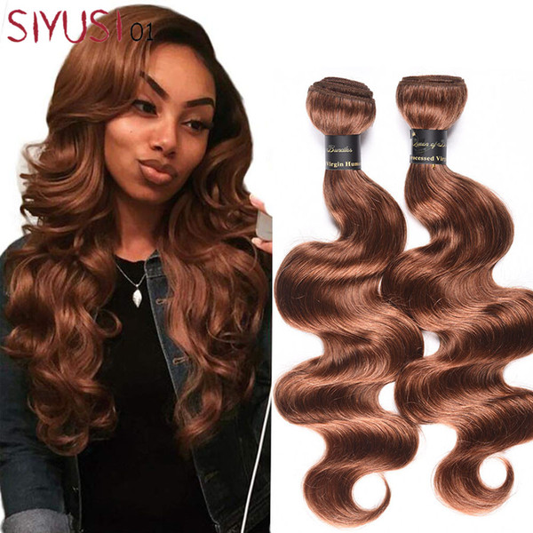 9a Grade Brazilian Virgin Human Hair Bundles 100% Unprocessed brazilian Body Wave Hair- Human Hair Extensions Light Brown Color 30#