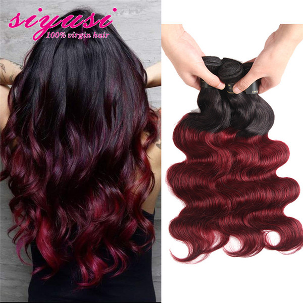 Ombre Brazilian 9A Red Human Hair Extension Body Wave 1B/27 1B/99 Black to Red Virgin Human Hair Brazilian Hair Weave Bundles