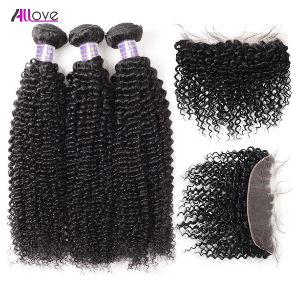 Wholesale Loose Wave Virgin Hair Extensions Kinky Straight Curly Human Hair Bundles With Closure 3pcs Deep Wave With Lace Frontal Closure