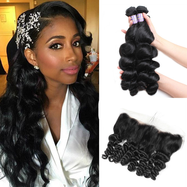 Brazilian Hair Straight Body Wave Loose Wave Deep Wave 4pcs Human Hair Bundles With Closure Water Kinky Curly 13x4 Lace Frontal