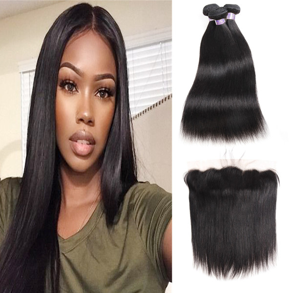 Indian Hair Straight Kinky Curly Human Hair Bundles With Closure Water Wave Hair Extensions 3pcs Deep Loose Wave With 13x4 Frontal Closure