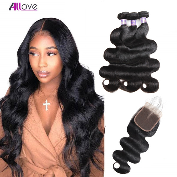 Yaki Straight Brazilian Human Hair Bundles With Closure 4*4 Water Wave Peruvian Hair Deep Loose Wave Indian Virgin Hair Extensions Body Wave