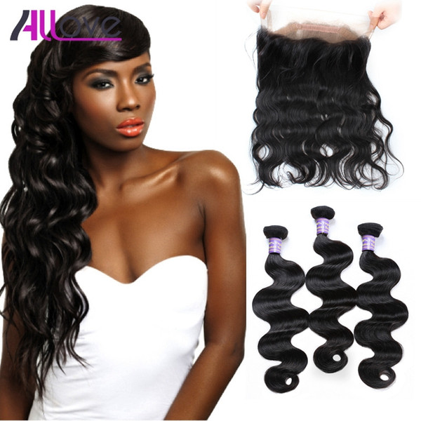 Brazilian Body Wave Hair Bundles With Closure Pre-Plucked 360 Lace Frontal Closure With Bady Hair Peruvian Virgin Human Hair Extensions