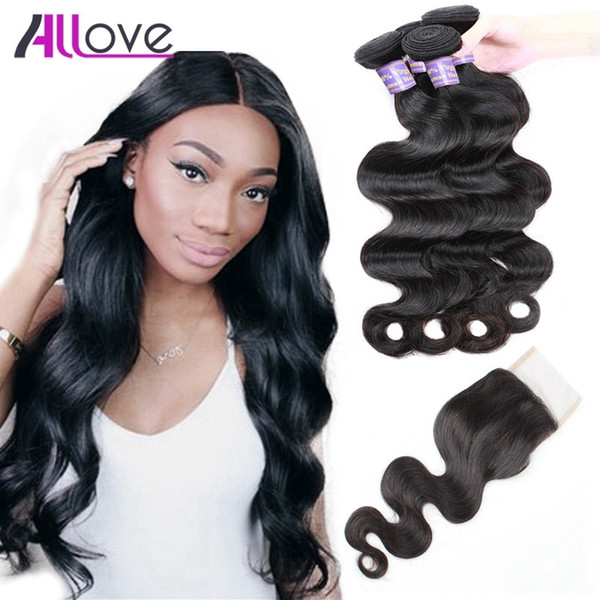 Cheap 8A Body Wave 4PCS with Closure Malaysian Virgin Hair Body Wave Brazilian Hair Indian Hair Extension With Lace Closure Wholesale