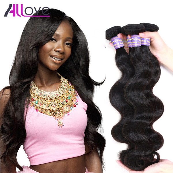 Allove Brazilian Virgin Hair Bundles Body Wave Grade 8A Brazilian Human Hair Extensions Body Wave 4Bundles Peruvian Hair Weaving