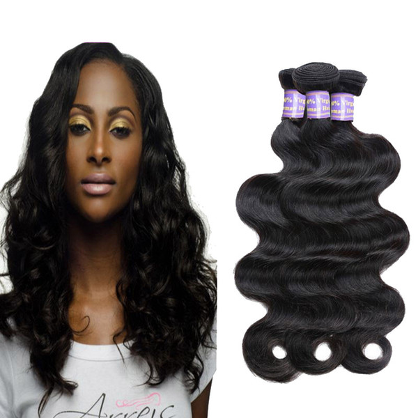 Cheap 8A Brazilian Hair Peruvian Body Wave Virgin Hair Bundles Brazilian Indian Malaysian Body Wave Human Hair Weave Bundles Natural Color