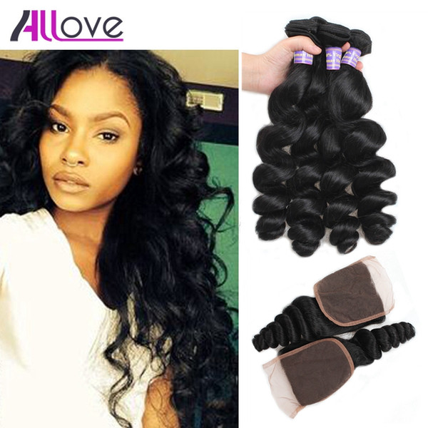 Wholesale Peruvian Hair Brazilian Hair Bundles 3pcs With Closure Loose Wave Deep Wave Brazilian Human Hair Weave Deep Curly Natural Color