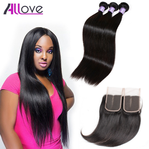 Cheap 8A Brazilian Hair Bundles Indian Virgin Hair Wefts Great Quality Human Hair Weave Peruvian Silky Straight 3Bundles With Closure