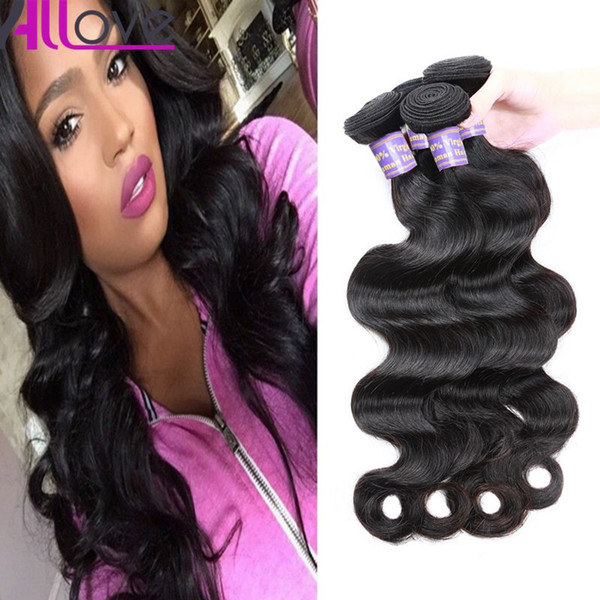 Allove Wholesale Brazilian Human Hair Bundles 4Bundles Unprocessed Peruvian Indian Malaysian Body Wave Virgin Hair Extensions