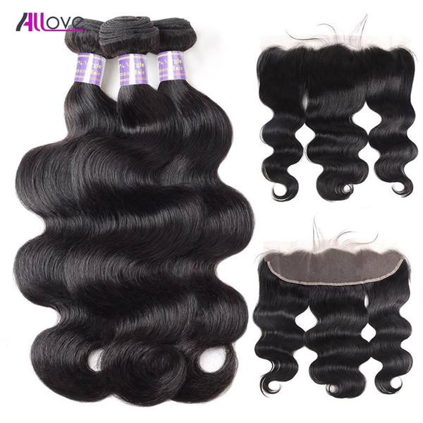 Body Wave Virgin Hair Extensions Kinky Straight Curly Human Hair Bundles With Closure 3pcs Deep Wave With 13*4 Lace Frontal Closure