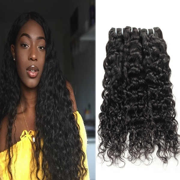 Brazilian Hair Extensions Indian Human Hair Bundles Kinky Curly Body Wave Straight Loose Wave Water Wave Wholesale 3Bundles Jet Black