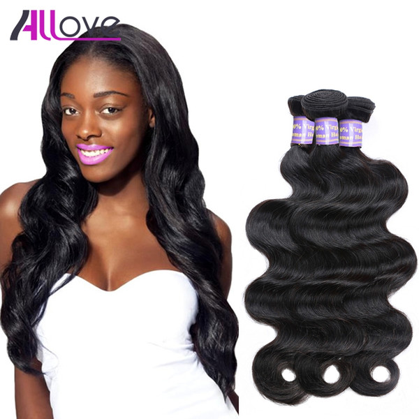 Allove Hair Product Natural Color Grade 8A Brazilian Virgin Hair Body Wave Bundles Human Weaves 100g Bundles Wet And Wavy Brazilian Hair