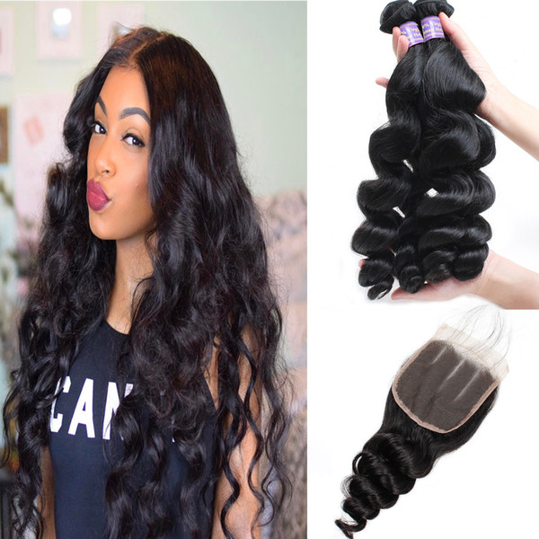 Yaki Straight Malaysian Human Hair Bundles With Closure Wet Water Wave Peruvian Hair Deep Loose Wave Indian Hair Extensions Body Wave