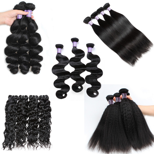 Brazilian Kinky Straight Body Loose Deep Water Wave Curly Hair Weft Human Hair Bundles Peruvian Indian Malaysian Hair Extensions