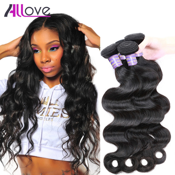 Allove Wholesale Brazilian Virgin Hair Body Wave 3Bundles Real Virgin Brazilian Human Hair Weaves Wet And Wavy Natural Wave 