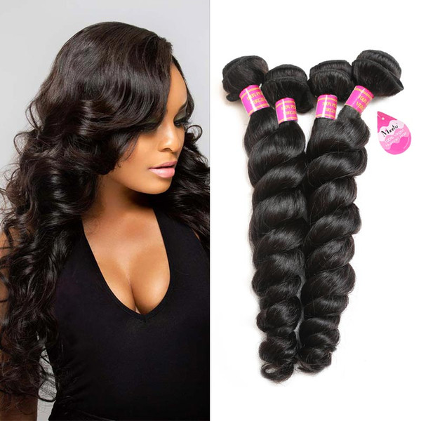 8A Loose Wave Hair 4 Bundles Unprocessed Virgin Wavy Hair Extensions Weave Brazilian Peruvian Malaysian Indian Real Human Hair Wholesale