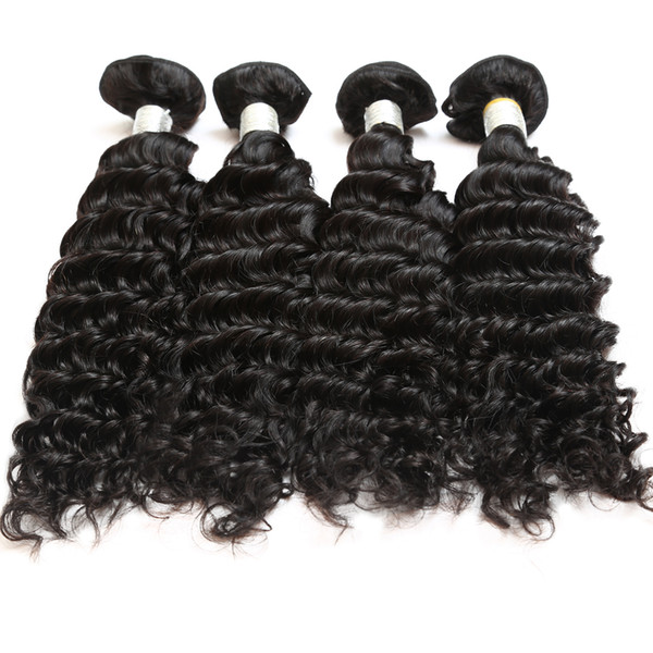 12A Deep Wave Raw Human Hair 4Bundles With Natural Color Top Grade Quality Brazilian Peruvian Malaysian Indian Hair 12-26inch