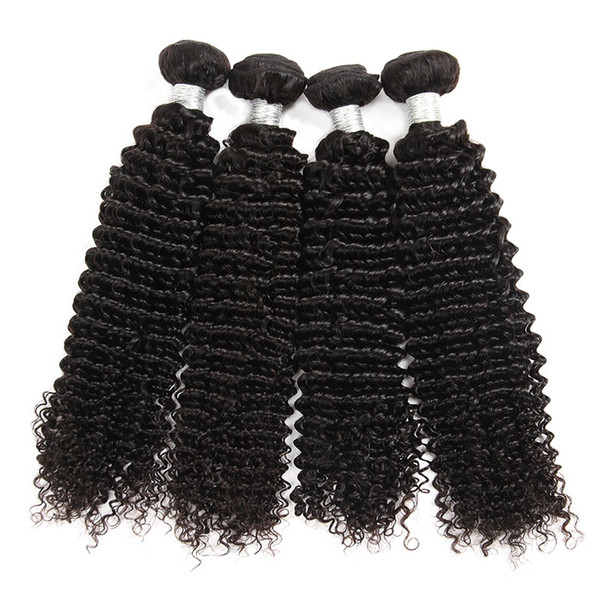 Brazilian Curly Virgin Hair Wefts 4 Bundles Natural Black Kinky Curly Hair Weaves Brazilian Jerry Curly Virgin Human Hair Extension