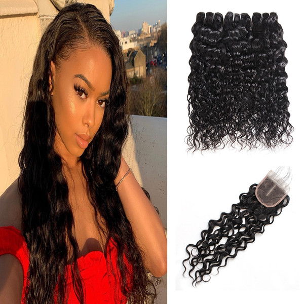 Peruvian Hair Extensions Yaki Straight Brazilian Hair Kinky Curly Human Hair Bundles With Closure 3pc Loose Deep Wave Body Wave Water Wave