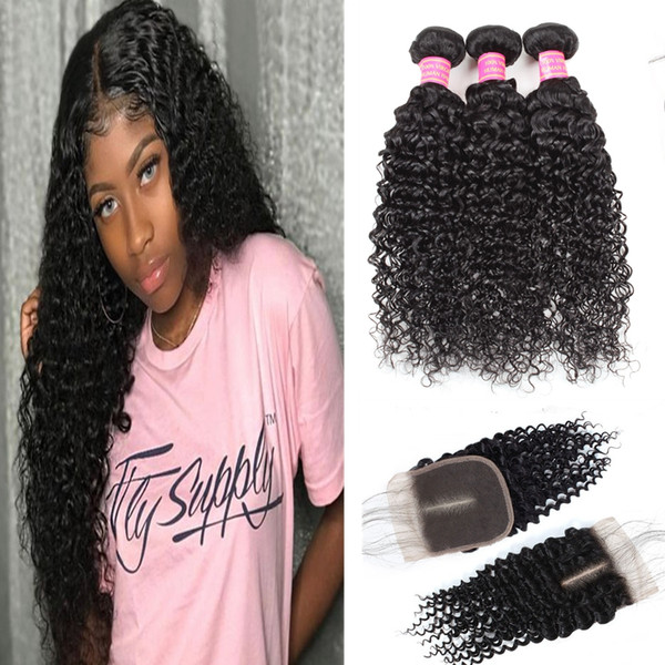 Peruvian Hair Extensions Straight Brazilian Hair Kinky Curly Malaysian Human Hair Bundles With Closure 3pc Loose Wave Body Wave Water Wave