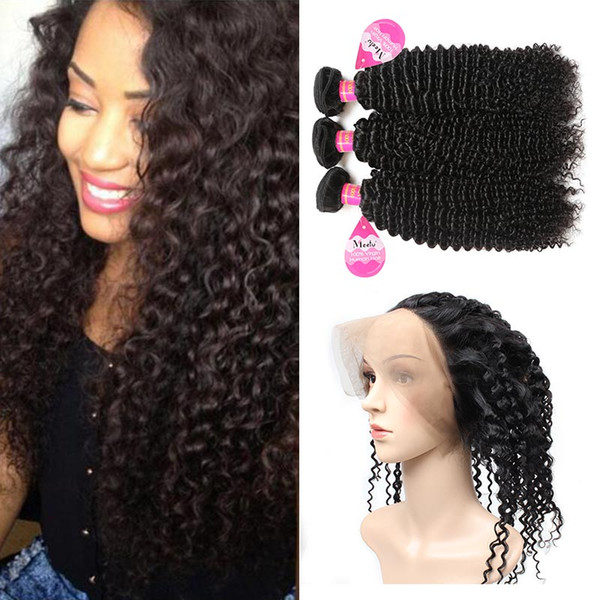 360 Lace Frontal with Bundles 8A Brazilian Kinky Curly Virgin Hair Peruvian Malaysian Indian Human Hair Curly Wave Hair Extensions Wholesale