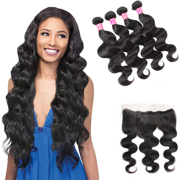 Factory Price Cheap 8A Peruvian Body Wave 4 Bundles With 13x4 Ear to Ear Lace Frontal 100% Unprocessed Virgin Human Hair Extensions