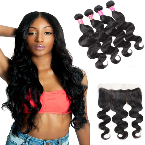 Cheap Malaysian 8A Grade Body Wave 4 Bundles With 13x4 Ear to Ear Lace Frontal 100% Unprocessed Virgin Human Hair Extensions Wholesale Price