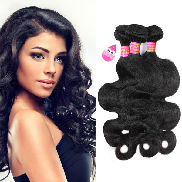 Cheap 8A Body Wave Virgin Human Hair Extensions Brazilian Peruvian 100% Unprocessed Human Hair Weave Weft Natural Color Wholsale Price