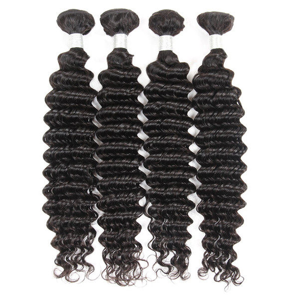 Top Quality 10A Brazilian Human Hair Deep Wave 4 Bundles 100% Unprocessed Virgin Brazilian Deep Curly Hair Weave Bundles Natural Color