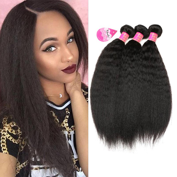 8A Mink Hair Yaki Straight Hair 3 Bundles 100% Unprocessed Virgin Brazilian Peruvian Indian Malaysian Wholesale Human Hair Weave Bundles