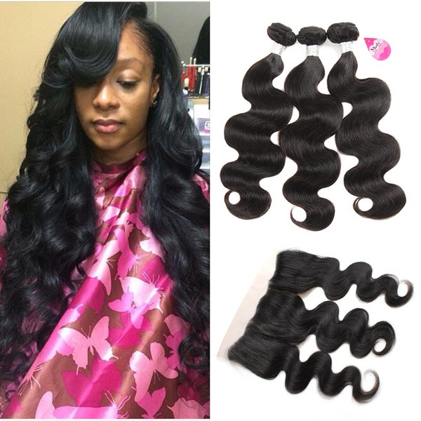 10A Body Wave 3 Bundles with Frontal Ear to Ear Lace Frontal with Bundles Human Virgin Hair with Closure Human Hair Extensions