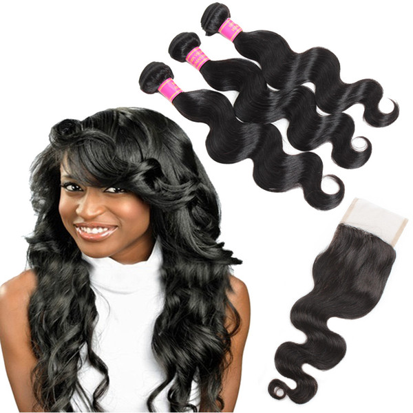 8A Mink Hair Peruvian Body Wave Human Hair Weave Bundles With Closure Wholesale Brazilian Hair 3 Bundles With Lace Closure